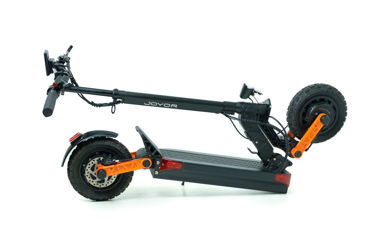 Scooter eléctrico Joyor S10-S con sistema de plegado fácil, con marco de aleación de aluminio y líneas modernas.